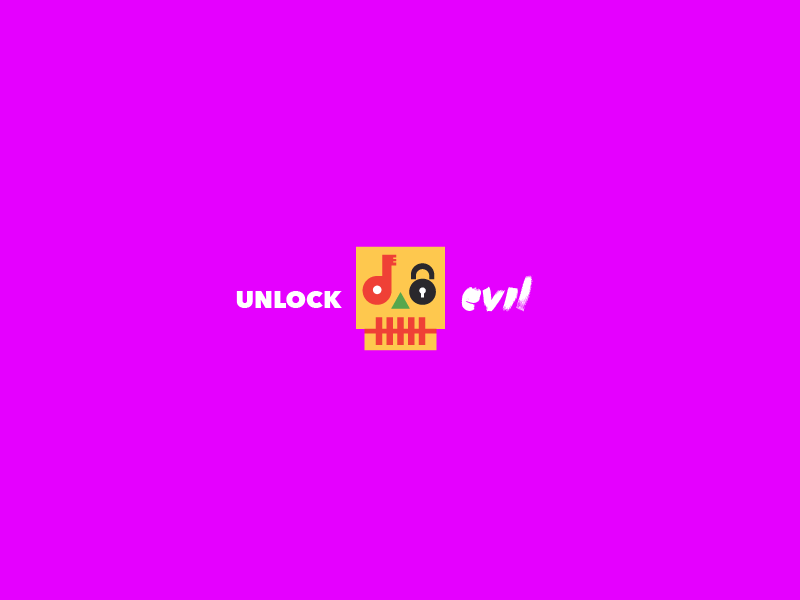 Unlock Evil death icon key lock logo mark skull