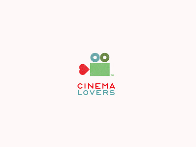 Cinema Lovers camera films heart icon logo lovers mark movie play productions