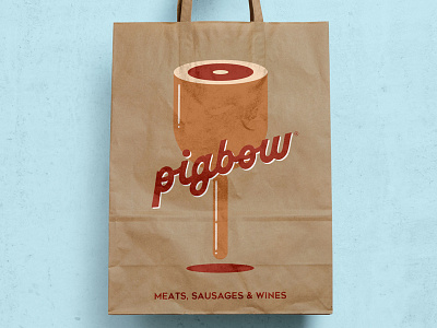 Pigbow - Paperbag bag branding logo meat old packaging sausages store wine