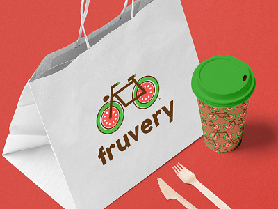 Fruvery - Packaging bike delivery eat food fresh fruit logo melon packaging