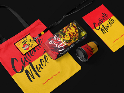 Caliente Maceta Applications brand branding design food hot icon logo mark pot spanish stationary typogaphy