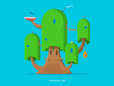 Adventure Time Treehouse adobe adventure time art cartoon flat illustration illustrator poster tree vector