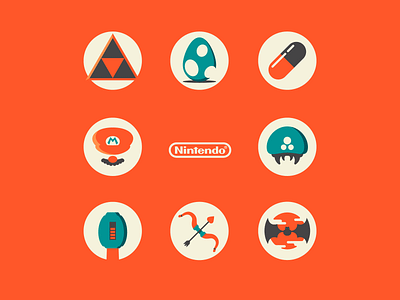 Classic Nintendo Game Icons flat illustration icon icon design nintendo