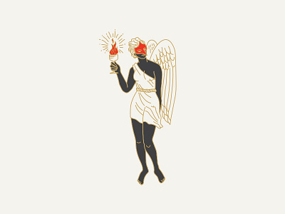 Bird Lady cardinal godess icon illustration logo