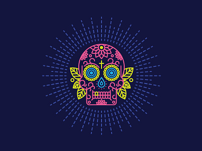 Sugar Skull icon illustration neon skull sugar skull