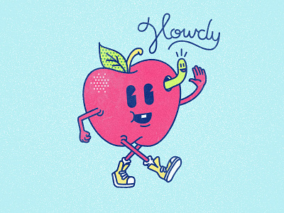 Howdy! apple drawing howdy illustration lettering