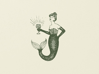 Mermaid Mark illustration logo mermaid vintage