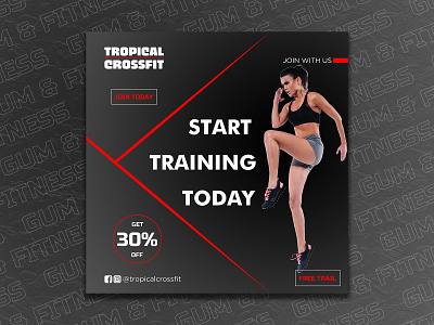 Gym Social Media Post Design ads ads design banner banner design banner header facebook facebook post facebook post design fitness gym gym banner instagram instagram post instagram stories promotional ads social media social media design social media template sports web banner