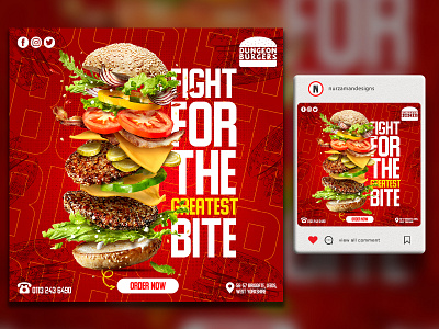 Food Social Media Design | Instagram Ads | Creative Post Design