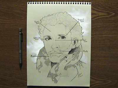 Sketch: Hodgins bones drawing graphite guy man pencil portrait sketch snake
