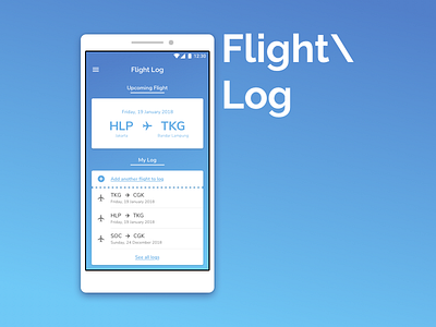 Homescreen community flight flight log home screen interface journal log material design mobile app mobile design ui design