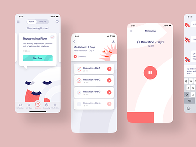Kyan Health - iOS UX/UI Design app burnout counseling health illustrations interaction ios journey self care ui ux wellbeing