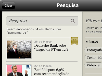 Search Results UI for iPad App app ipad newspaper ui ux