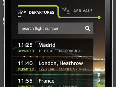 Departures airport ana flight iphone lisbon portugal retina search tab ui