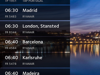 Flight list for iPad ana flights info ipad porto ui ux