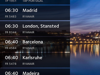 Flight list for iPad