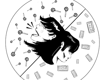 Bipolar disorder (Manic/Depressive state) Manga style artwork art bipolar circular design digital painting graphic design illustration ink manga painting portrait