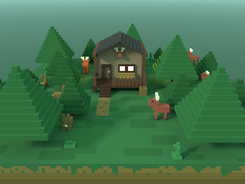 🔶 Voxel Project: The Hunting Lodge hunting lodge green trees forest lodge voxelart voxel speedart nature magicavoxel 3d