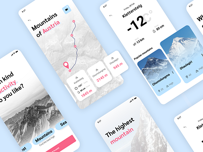 Find your best high App app cards design digital mountains peak slide temperature ui ui design