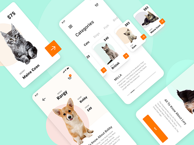 Pet shop App animal app basket cards ui catalog design digital list menu pet petshop shop ui