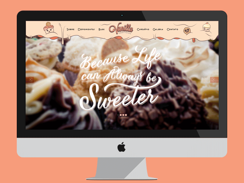 Vanilla cupcakes new site animation bakery cartoon character cupcakes design food gif graphic icon site website