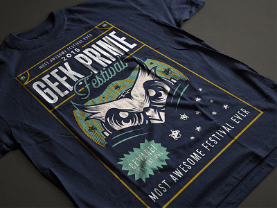 Geek Prime Festival shirt color design festival game geek graphic icon illustrator owl shirt tee type