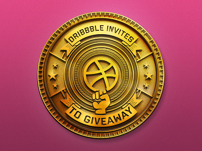 2 Dribbble Invites to Giveaway badge design dribbble giveaway icon invitation invite