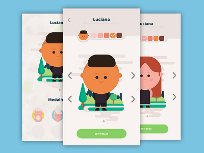 Concept game app Ui and illustration style app character customization flat game illustration mobile ui ux