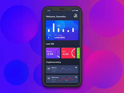 Cryptocoin Dashboard concept app bank bitcoin color concept cryptocoin dashboard design icon mobile