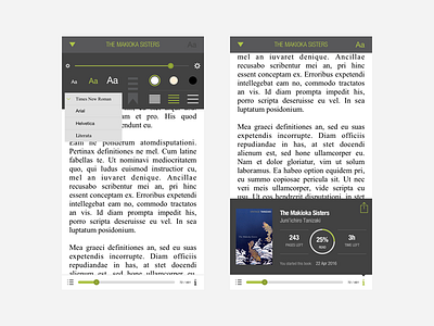 Alexi - Reader app application design interface menu progress reader responsive user