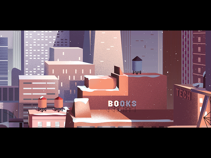 New York Times - Books animation architecture birds building gif illustration new york new york city new york times snow
