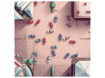 Happy Loop - The Crossroad - Dacia car car game drive driving gif happy illustration loop road satisfying