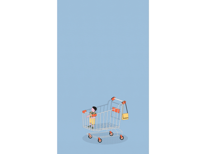 Life in vertical - The trolley animation caddie caddy child gif illustration kid motion motion design parallel studio supermarket