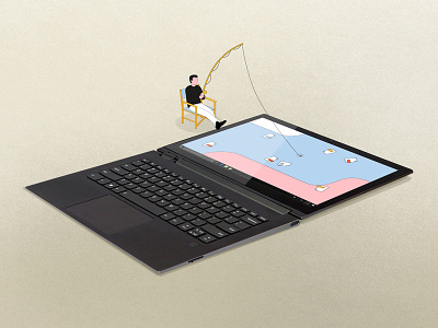 Lenovo - Tiny Gus - Fishing animation computer fish fishing fun art funny guy lenonvo motion design pad parallel parallel studio playfull screen tablette tiny