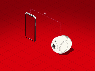 DEVIALET - FIRST ENCOUNTER 3d aira beat futura grid illustration isometric music parallel studio phone red sound sound design