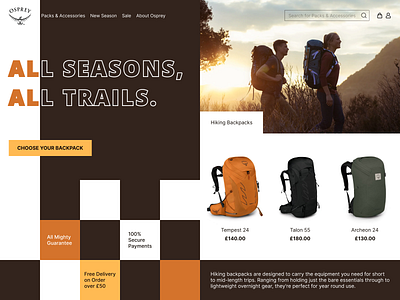 Osprey backpacks design ui ux web design website