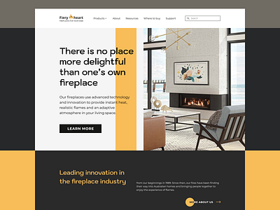 Corporate website concept / Fireplace production corporate website fireplace logo ui ux web design