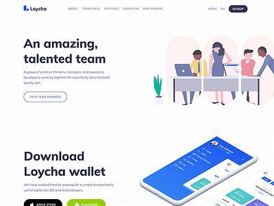 Loycha - Cryptocurrency landing page cryptocurrency debut flat landing page ui web