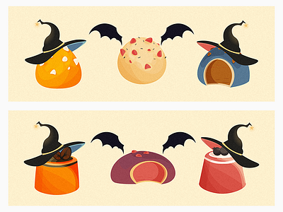 Halloween sweets bat wings concept graphic design halloween illustration sticker stickers sweets vector witch hat