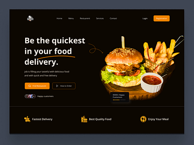 Food Website Header Design food header header design hero section restaurant hero section ui