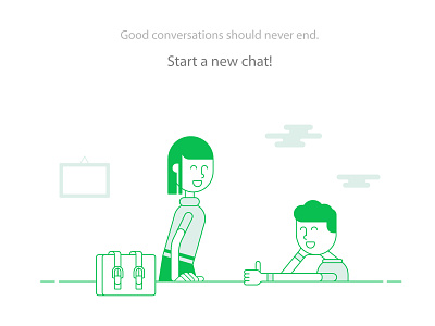 Start a new chat! branding chat company design friends happy illustration monoline talk vector