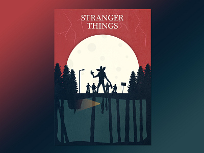 MOVIEPOSTER V2 🔥 forest kids monster movie movieposter mystery netflix series series art stranger things strangerthings upsidedown watch