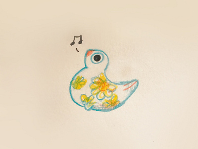 Tweet bird colored pencil coloredpencil cute illustration kawaii soft
