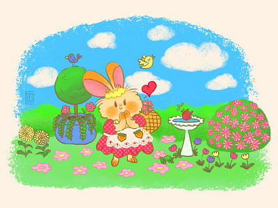 Spring Bunny cottagecore cute garden illustration kawaii spring