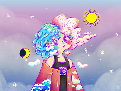 DTIYS Celestial Girl aesthetic challenge character illustration characterdesign cute digital painting dtiys dtiys challenge illustration kawaii