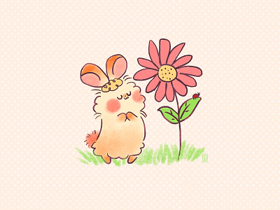 Sniff bunny character design cute digital painting doodle flower illustration kawaii oc original character picture book spring spring illustration