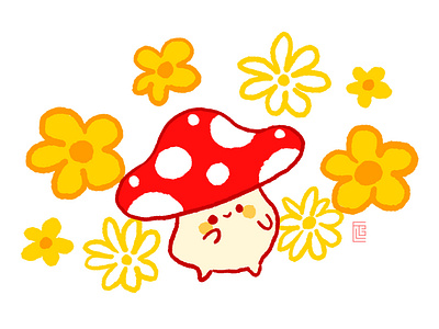 Vibin Mushroom character design cute digital painting doodle illustration kawaii