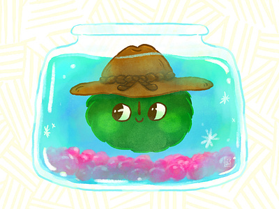 Marimo character design cute digital painting doodle illustration kawaii marimo moss ball picture book