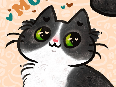 Mocha Portrait Detail branding cafe cat character design coffee cute digital painting illustration kawaii pet portrait picture book