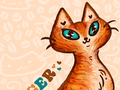 Ginger Portrait Detail cafe cat cat cafe character design coffee coffee house cute digital painting illustration kawaii pet portrait